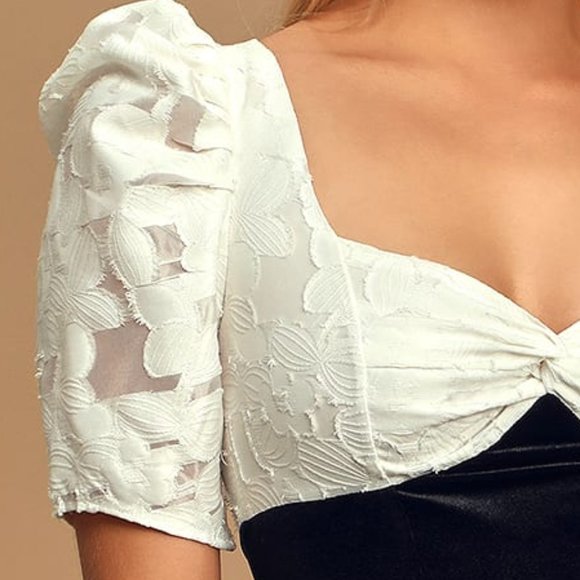 Ali & Jay Puff Sleeve Jacquard Velvet Bodycon Dress S - Picture 5 of 16